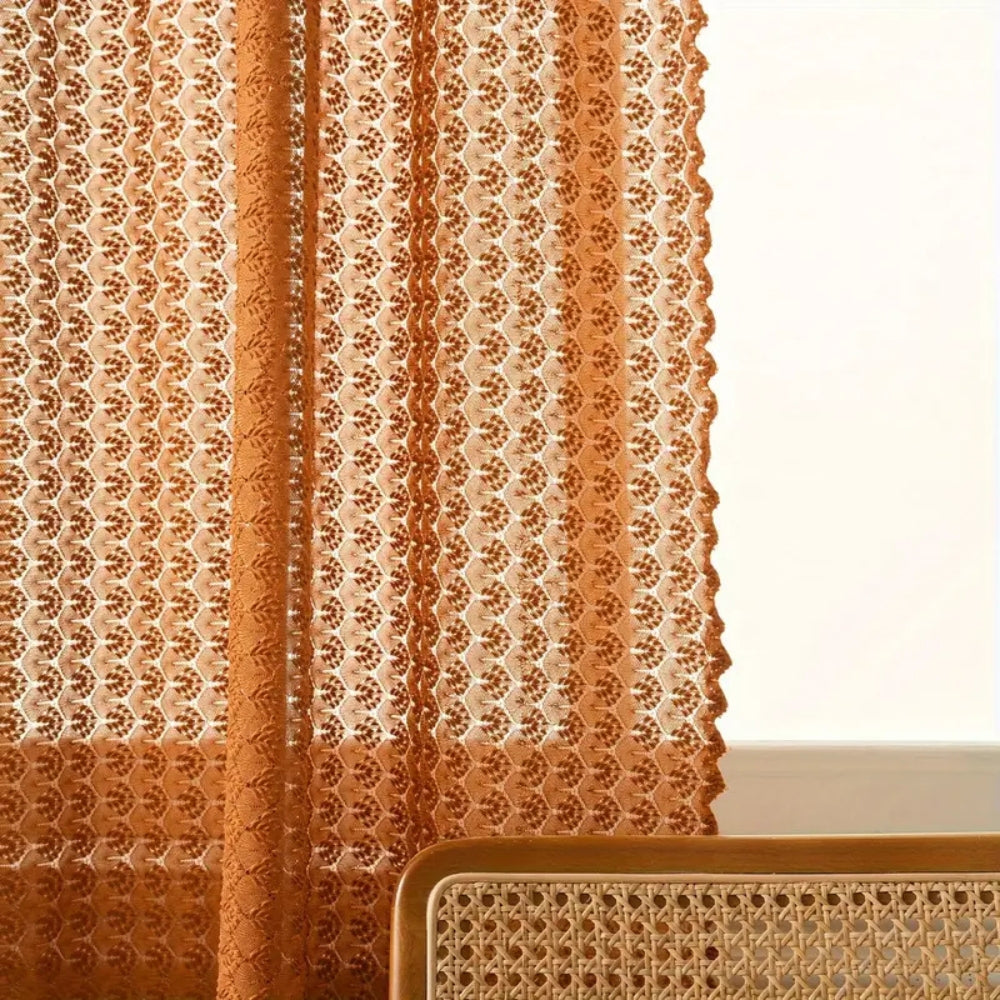 Boho Crochet Curtain Light Filtering Microfiber Blend Warmth Privacy 5