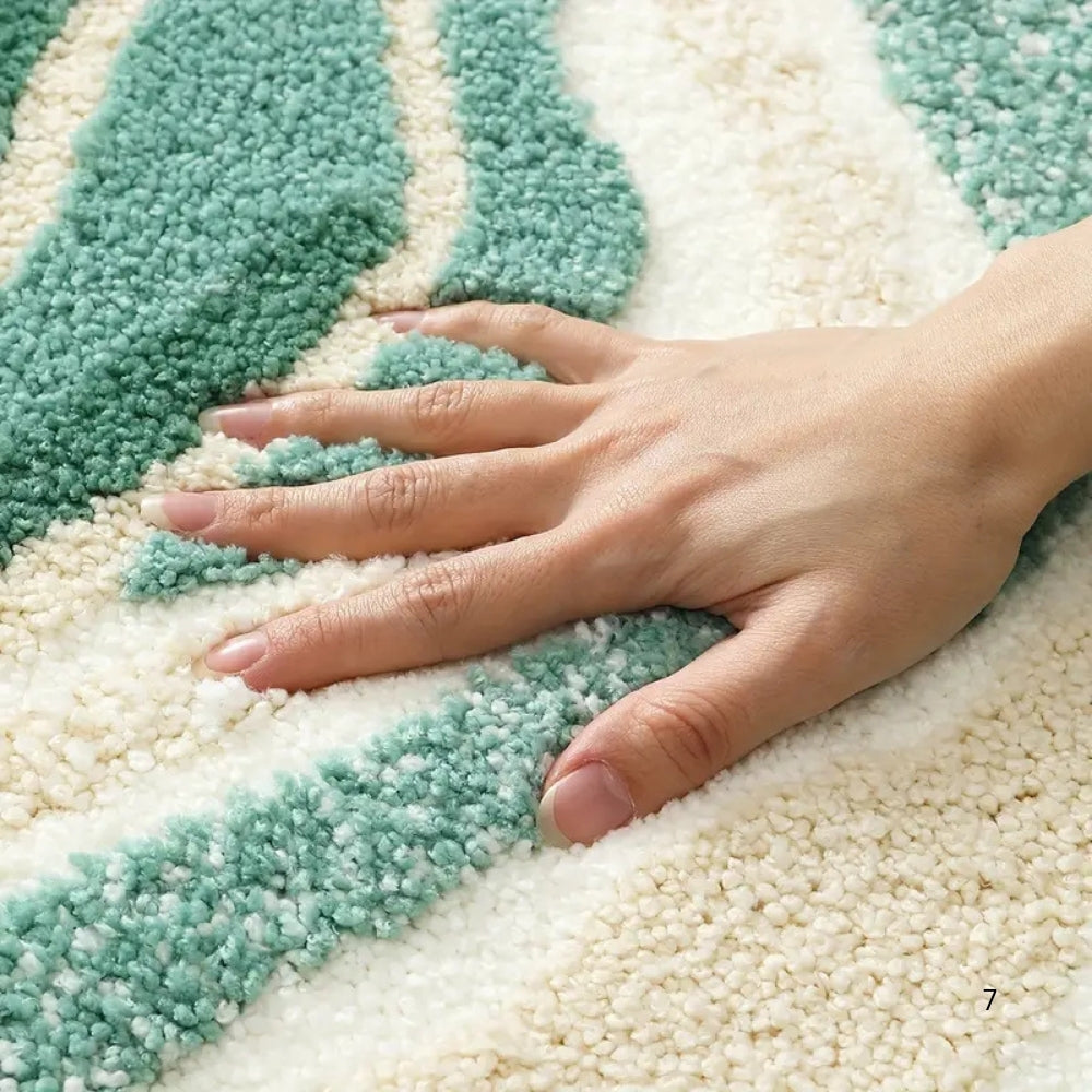 Coastal Comfort | Non-Slip Bath Mat with Fluffy Wavy Pattern | Soft Microfiber for Bathroom Elegance 6