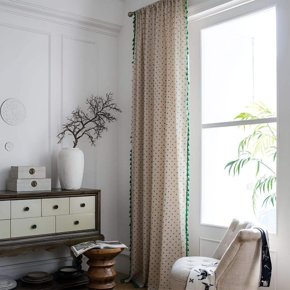 Curtain Semi-Sheer Cotton-Linen with Tassels for Cozy Decor 4