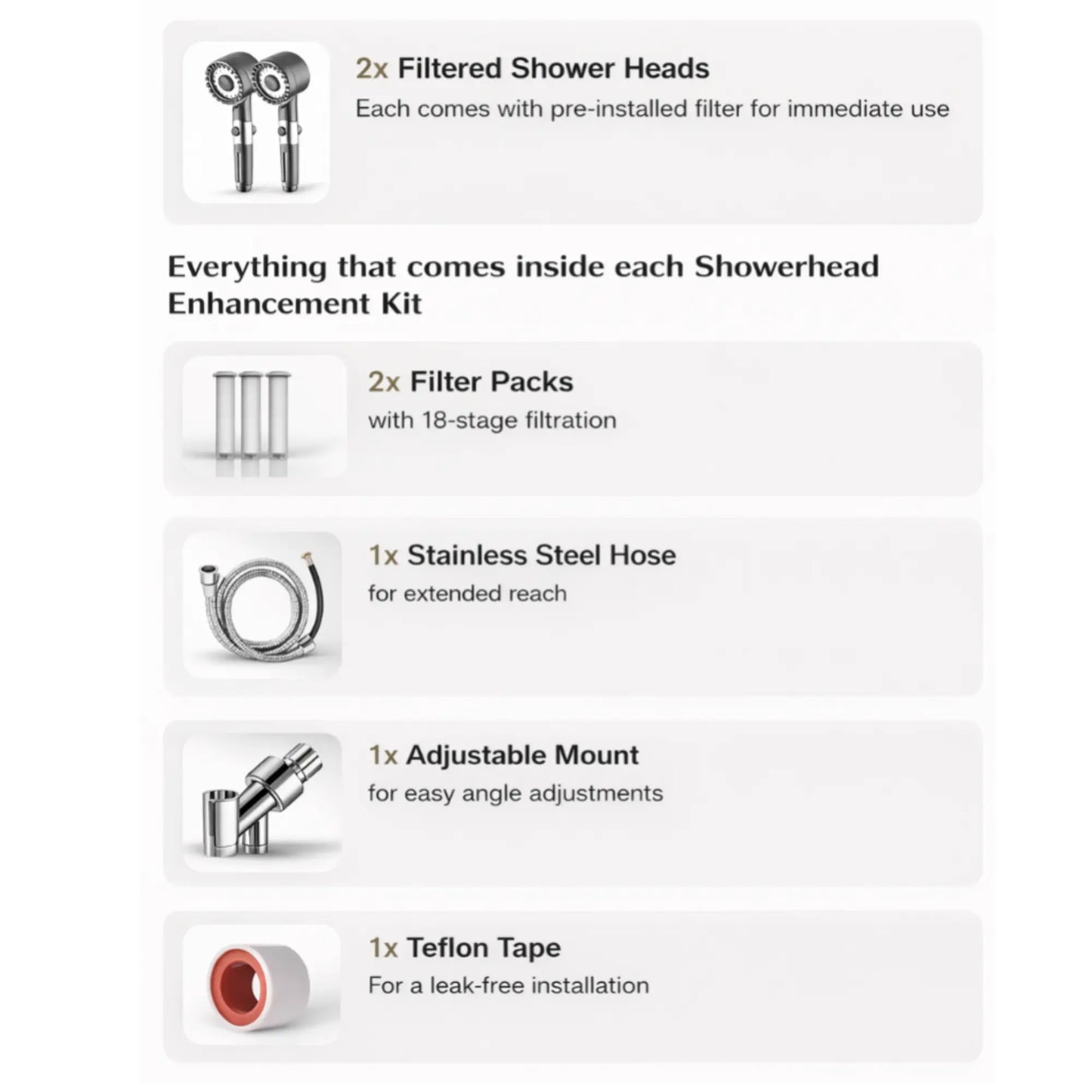Filtered Showerhead Bundle (2 Heads, 6 Replacement Filters & Accessories)