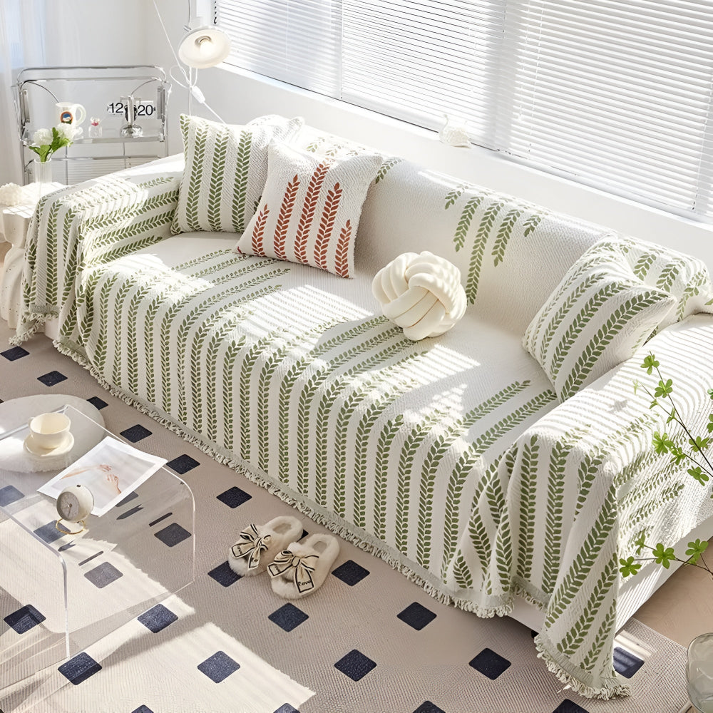 Leaf Design Sofa Cover Soft Microfiber Easy Care Protection 8