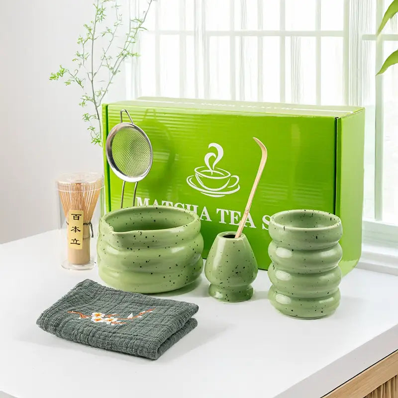 Matcha Tea Set Bamboo Whisk Ceramic Accessories Complete Kit 10