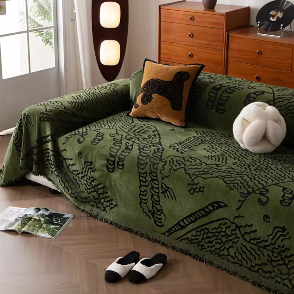 Nature Sketch Pattern Sofa Cover Microfiber Elegant Protection 6
