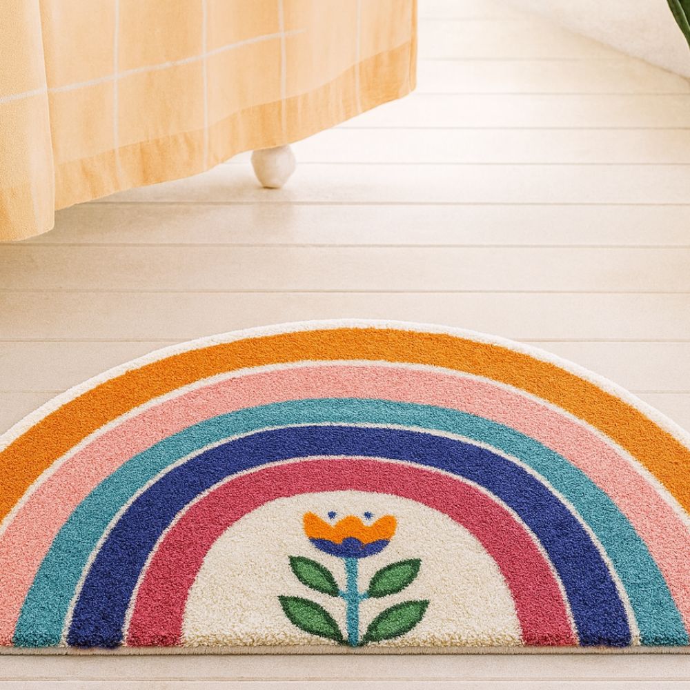 Rainbow Glow | Non-Slip Bath Mat with Soft Microfiber Blend | Absorbent and Colorful for Safe, Stylish Floors 5