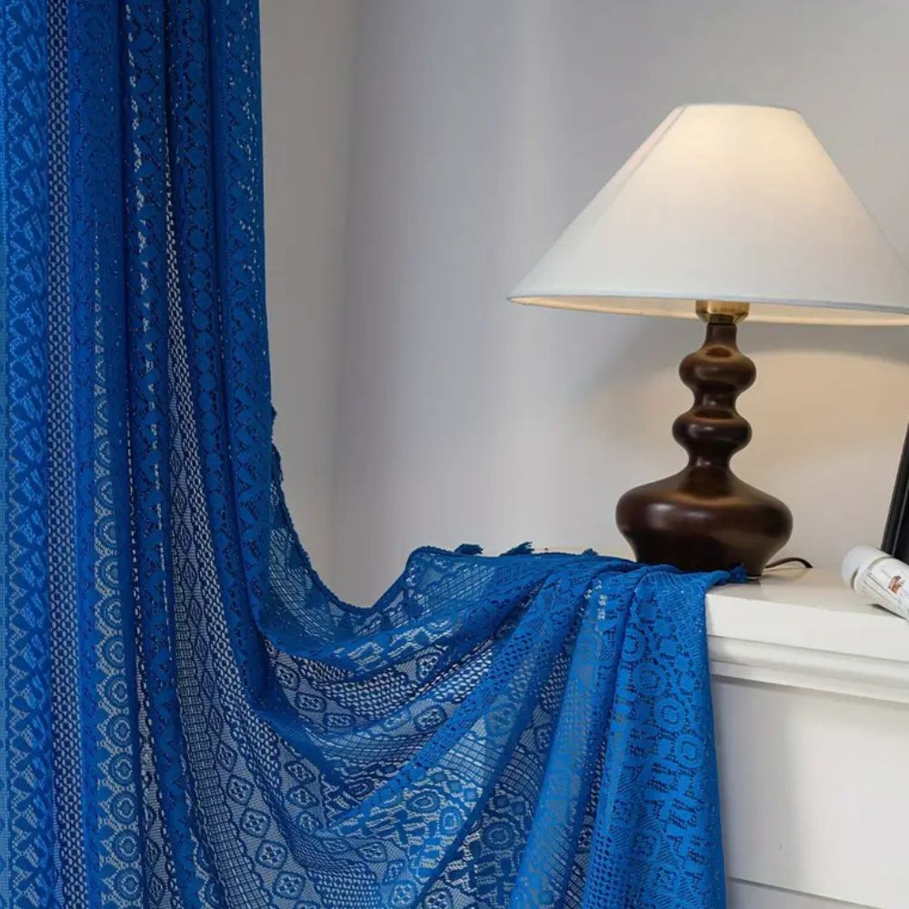 Sheer Curtains Crochet Tassel Light Filtering Privacy for Home 8
