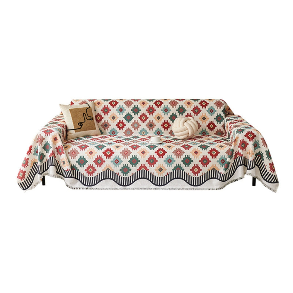 Sofa Cover Durable Microfiber Geometric Design for Cozy Decor 6