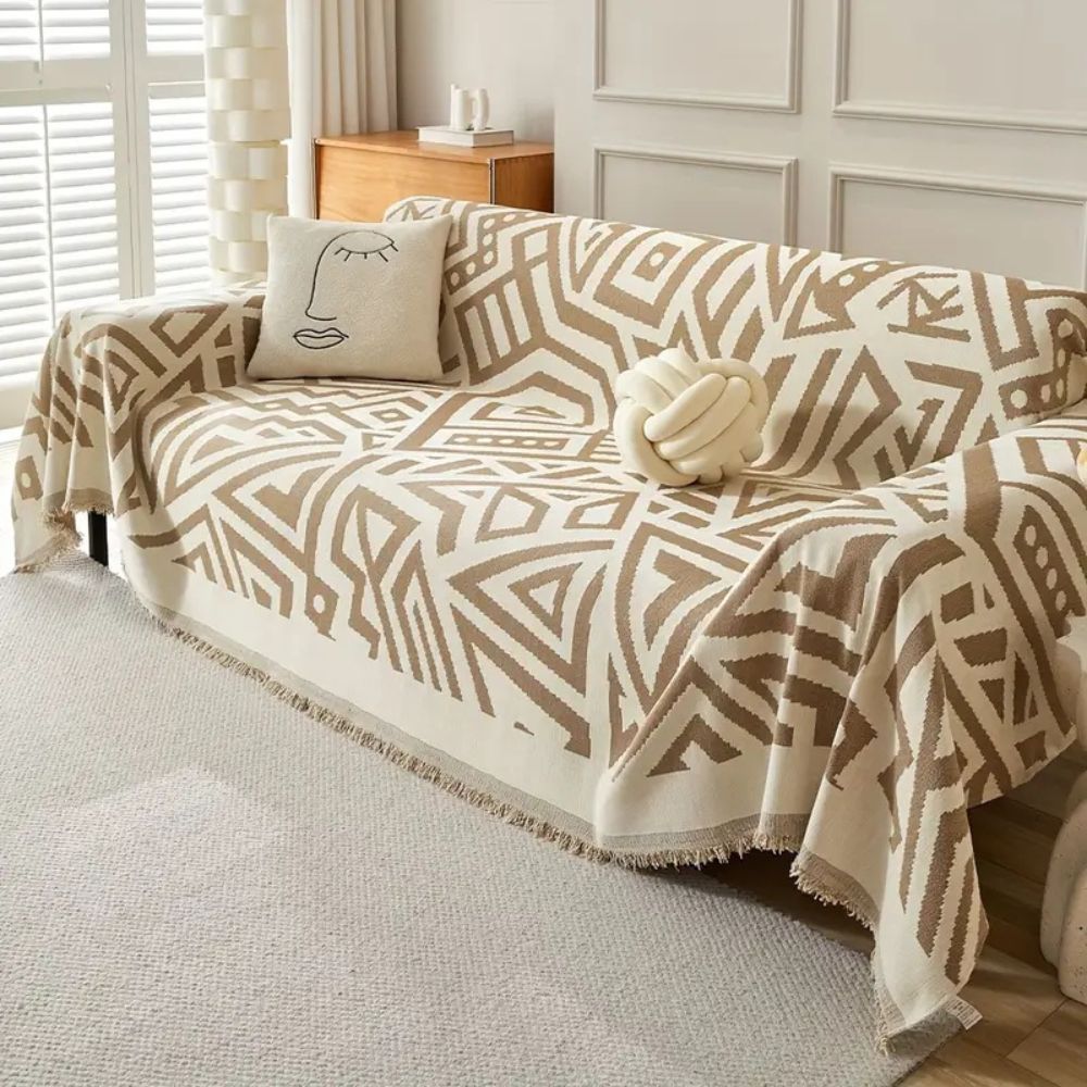 Triangle Sofa Cover Soft Chenille Reversible Design Cozy Comfort 5
