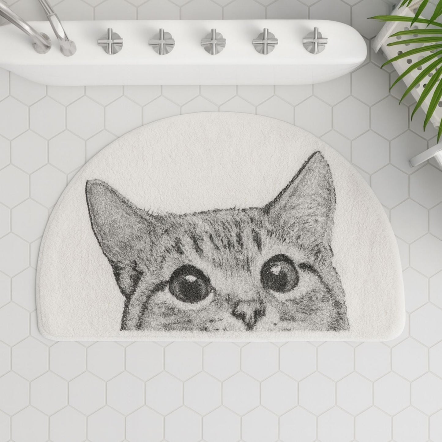 Whimsical Cat | Non-Slip Bath Mat with Soft Polyester & Fun Design | Cheerful Accent for Bathroom Safety 4
