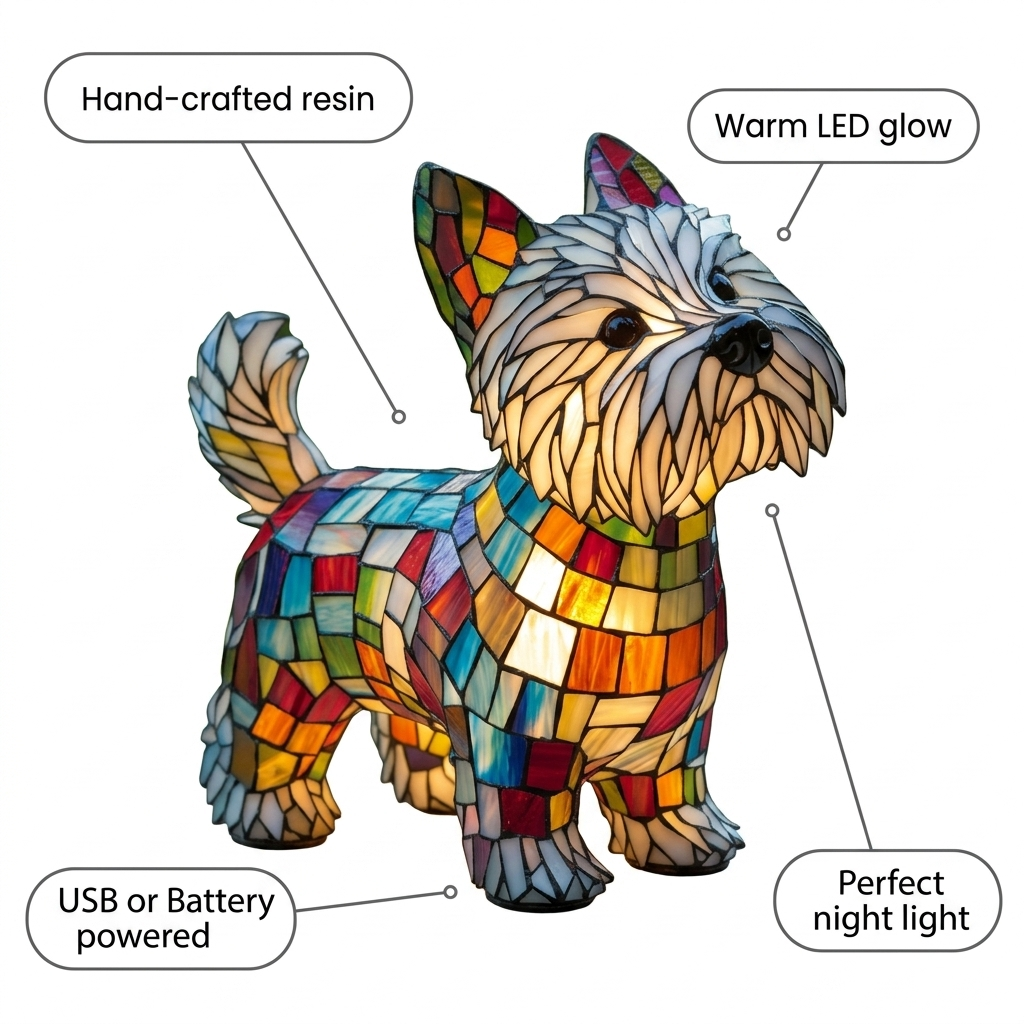 West Highland Terrier LED Mosaic Night Light - Resin Animal Lamp