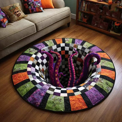 3D Skeleton Vortex Rug Optical Illusion Soft Touch Halloween Decor 12