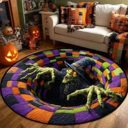3D Skeleton Vortex Rug Optical Illusion Soft Touch Halloween Decor 2