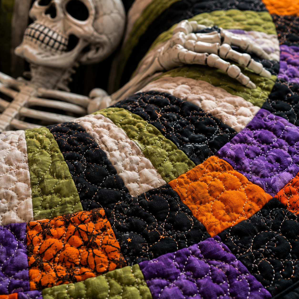 3D Skeleton Vortex Rug Optical Illusion Soft Touch Halloween Decor 6