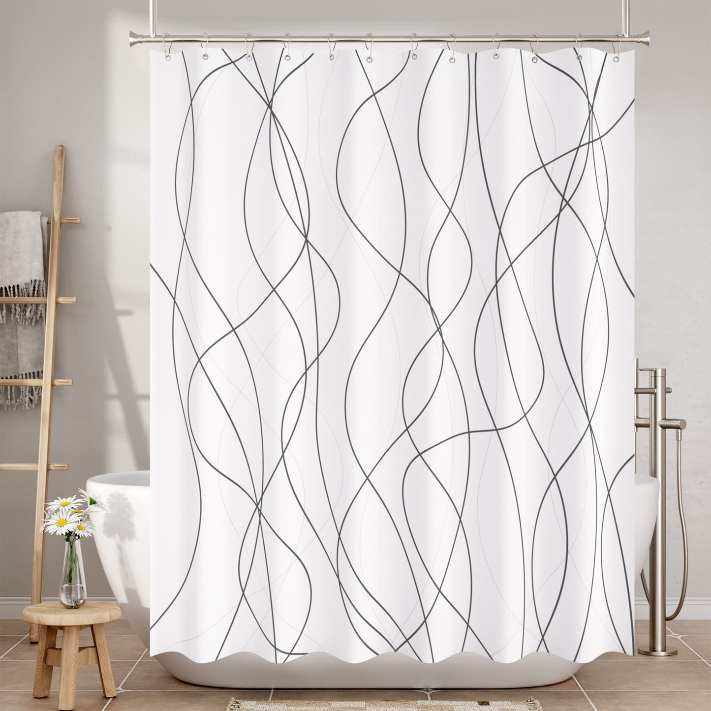 Abstract Design Shower Curtain with Water-Repellent Fabric | Unique Artwork for Stylish Bathroom Upgrade 1