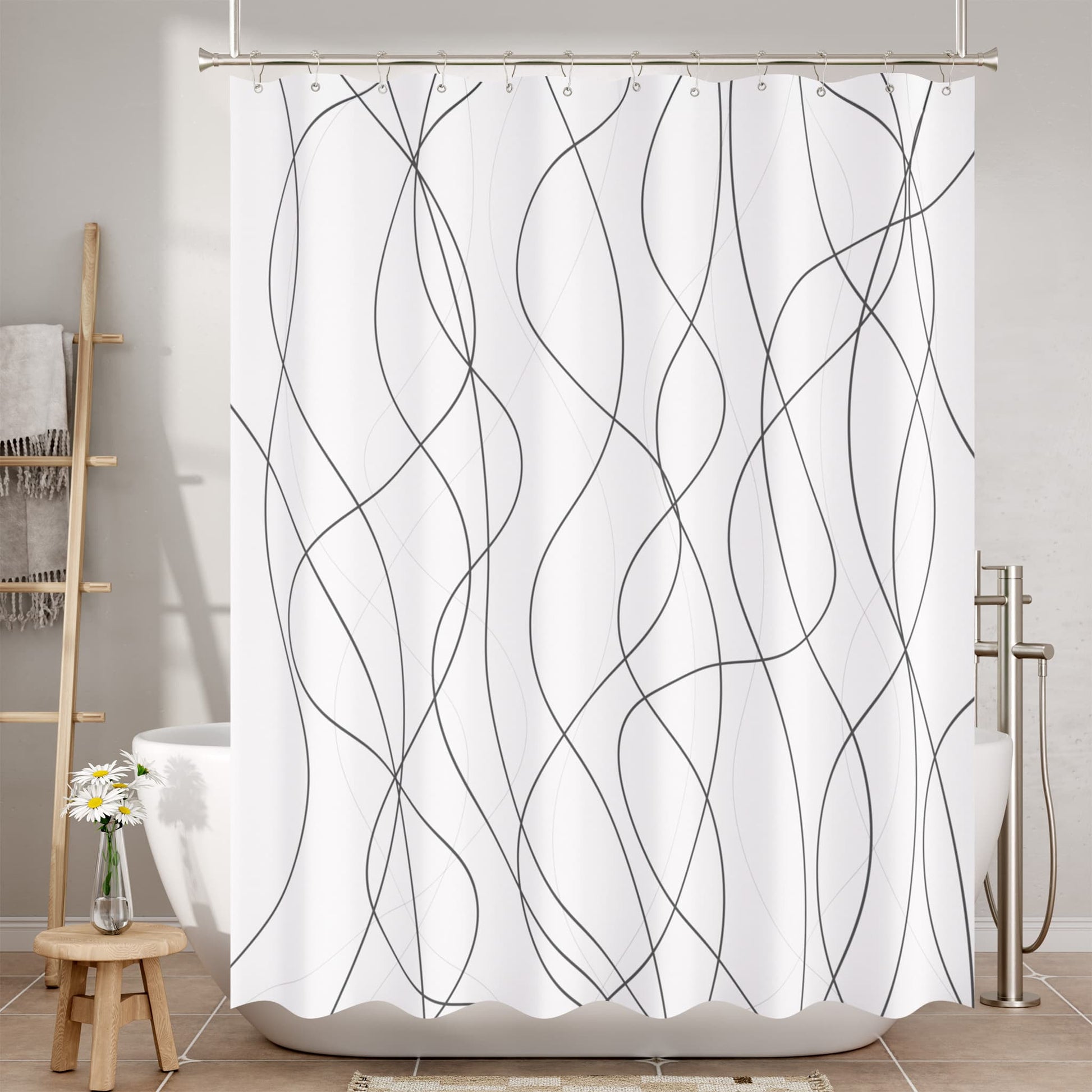 Abstract Design Shower Curtain with Water-Repellent Fabric | Unique Artwork for Stylish Bathroom Upgrade 1