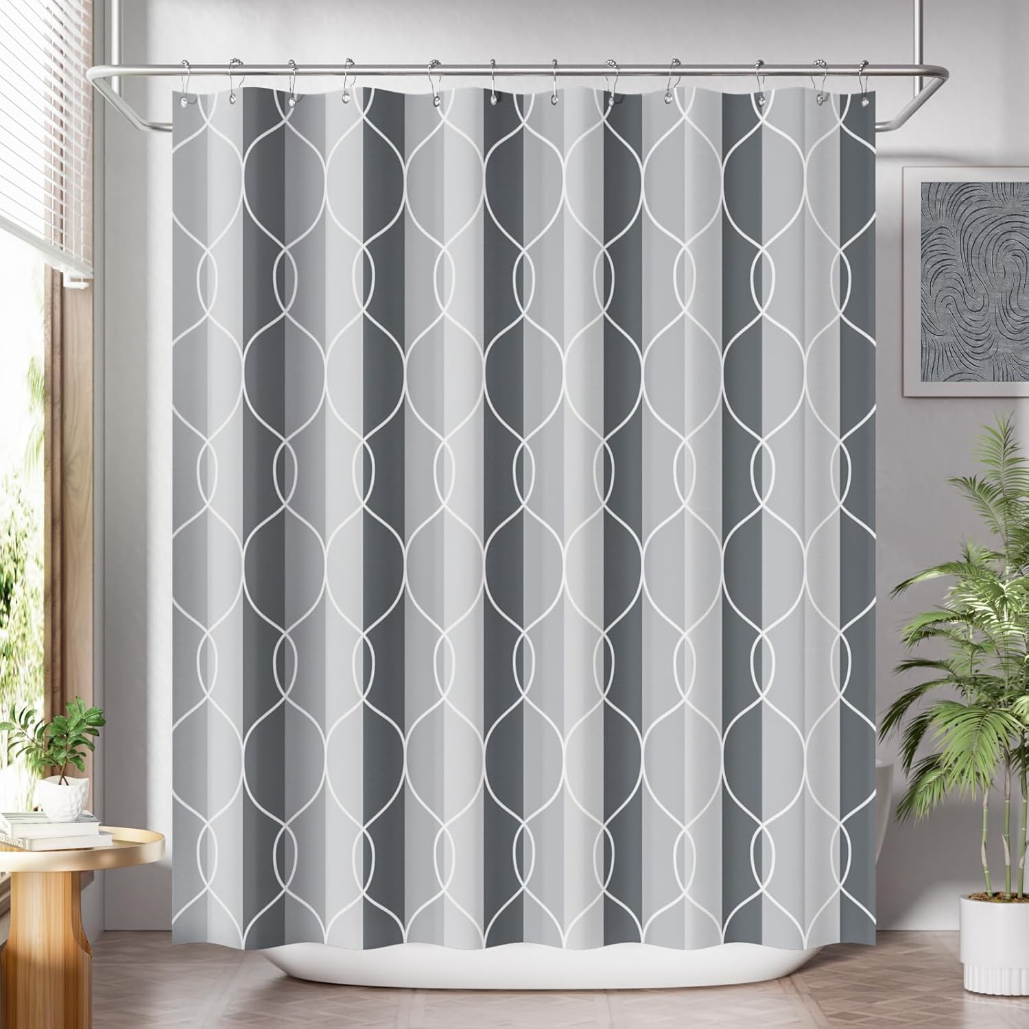 Abstract Design Shower Curtain with Water-Repellent Fabric | Unique Artwork for Stylish Bathroom Upgrade 10