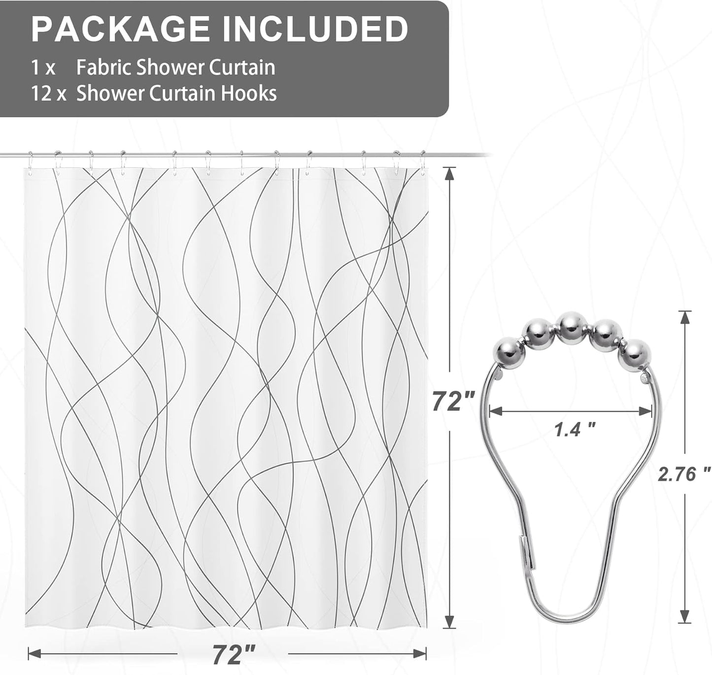 Abstract Design Shower Curtain with Water-Repellent Fabric | Unique Artwork for Stylish Bathroom Upgrade 3