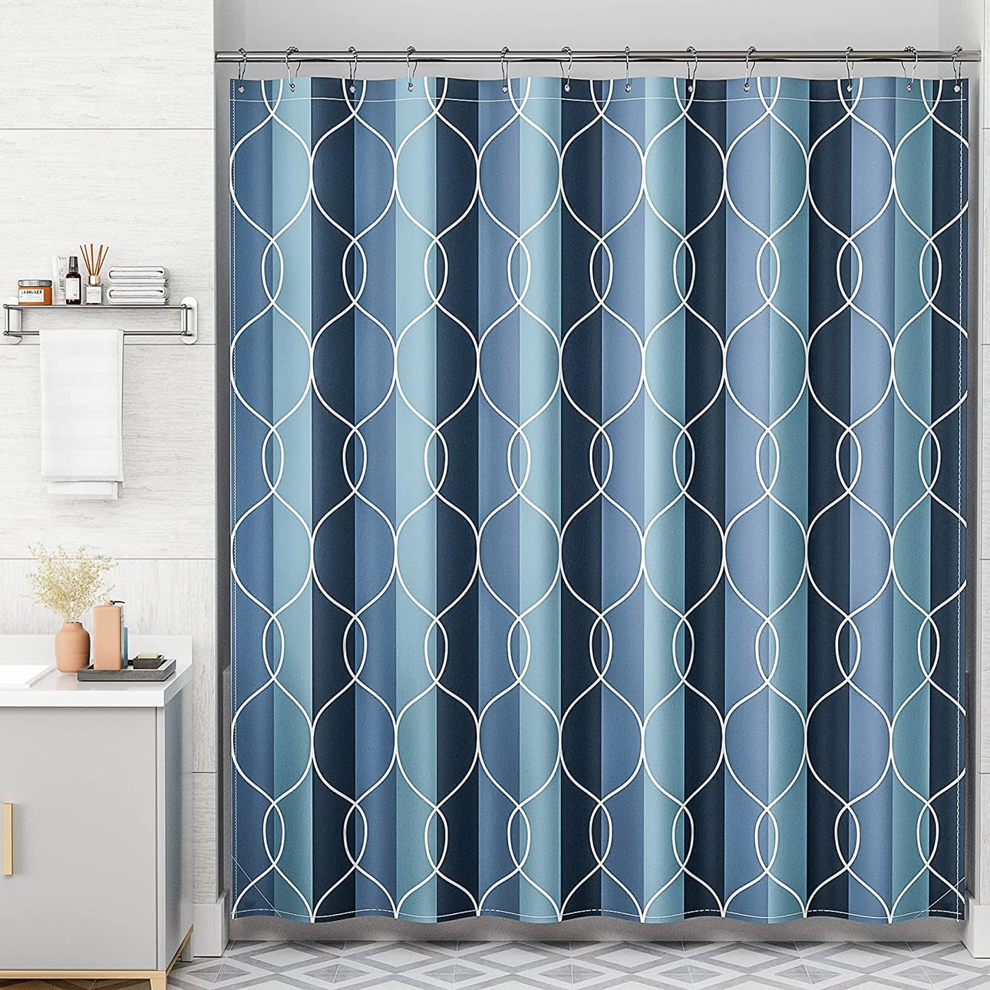 Abstract Design Shower Curtain with Water-Repellent Fabric | Unique Artwork for Stylish Bathroom Upgrade 7