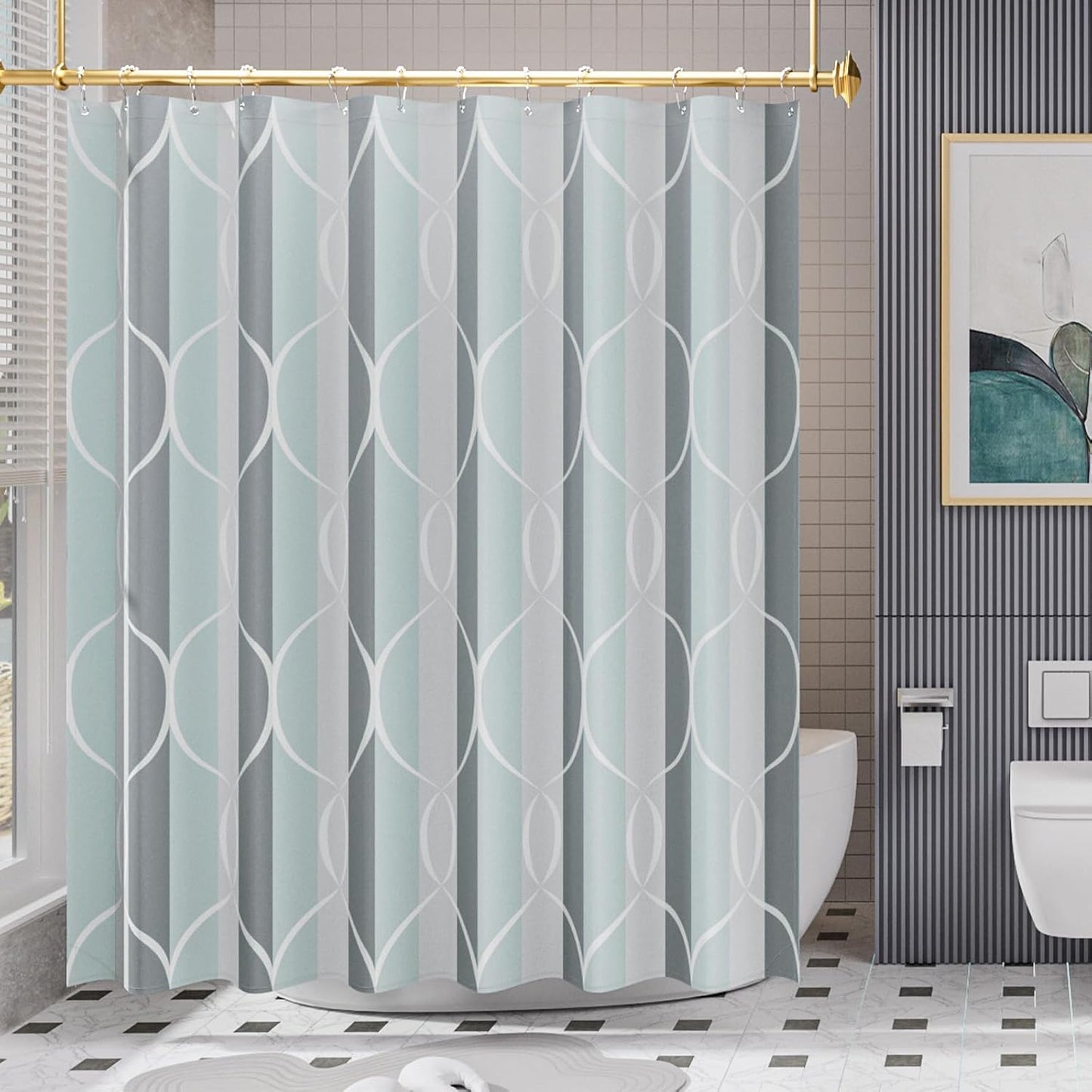 Abstract Design Shower Curtain with Water-Repellent Fabric | Unique Artwork for Stylish Bathroom Upgrade 8