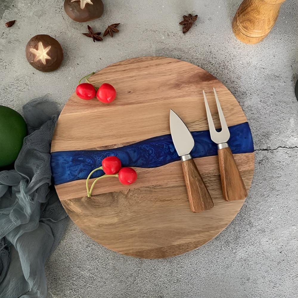 Acacia Wood Chopping Board Epoxy Resin Design Versatile Use 4
