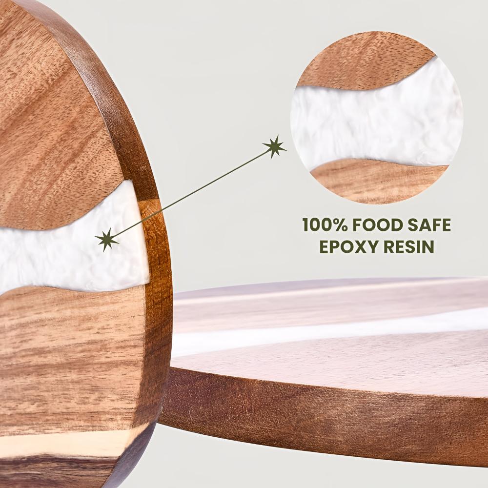 Acacia Wood Chopping Board Epoxy Resin Design Versatile Use 7