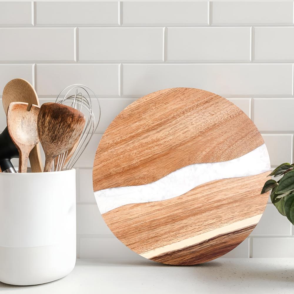 Acacia Wood Chopping Board Epoxy Resin Design Versatile Use 8