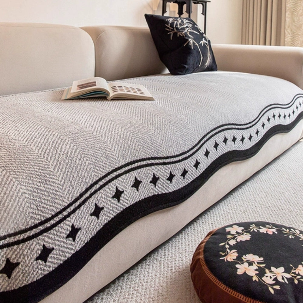 Anti-Slip Sofa Cover Modern Wave Design Stylish Protection 1