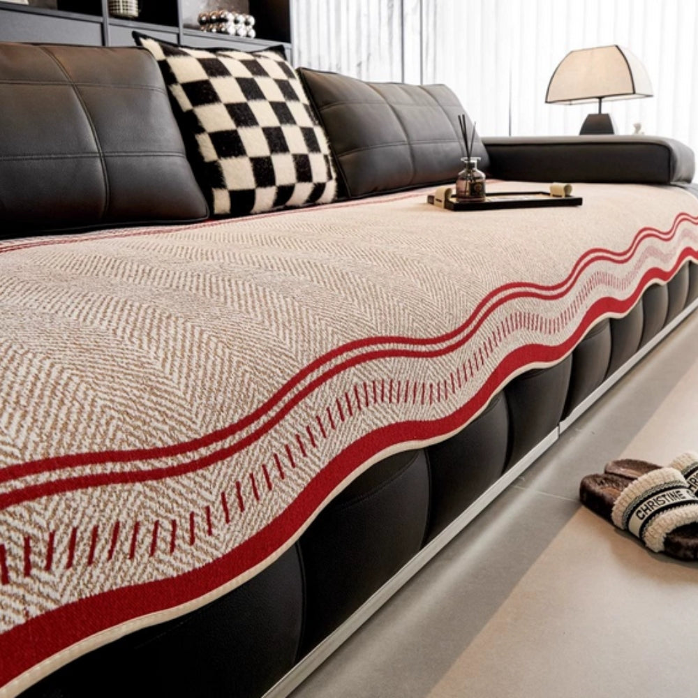 Anti-Slip Sofa Cover Modern Wave Design Stylish Protection 2