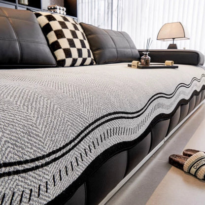 Anti-Slip Sofa Cover Modern Wave Design Stylish Protection 4