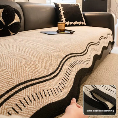 Anti-Slip Sofa Cover Modern Wave Design Stylish Protection 5