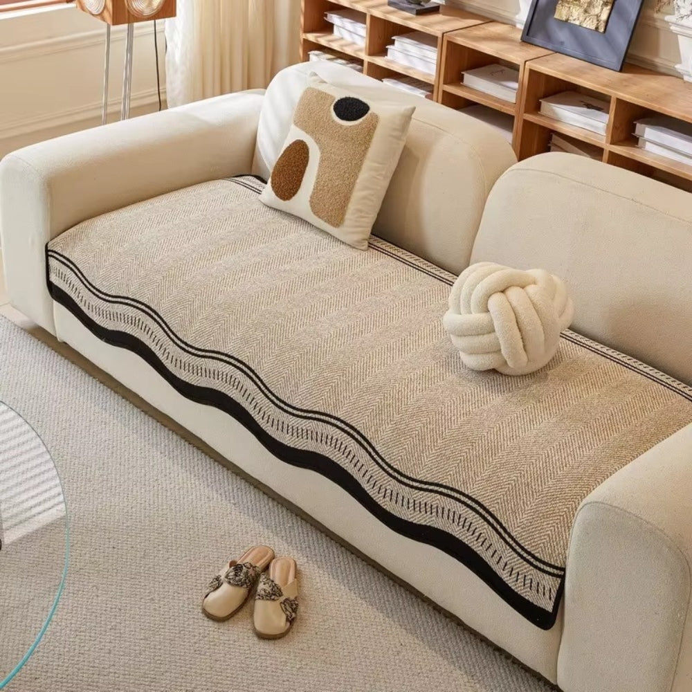 Anti-Slip Sofa Cover Modern Wave Design Stylish Protection 7