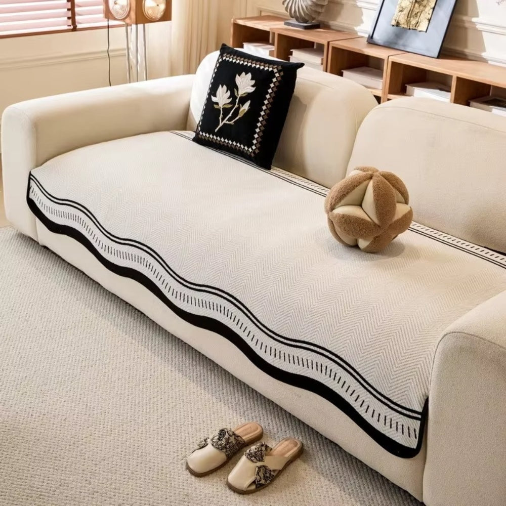Anti-Slip Sofa Cover Modern Wave Design Stylish Protection 8