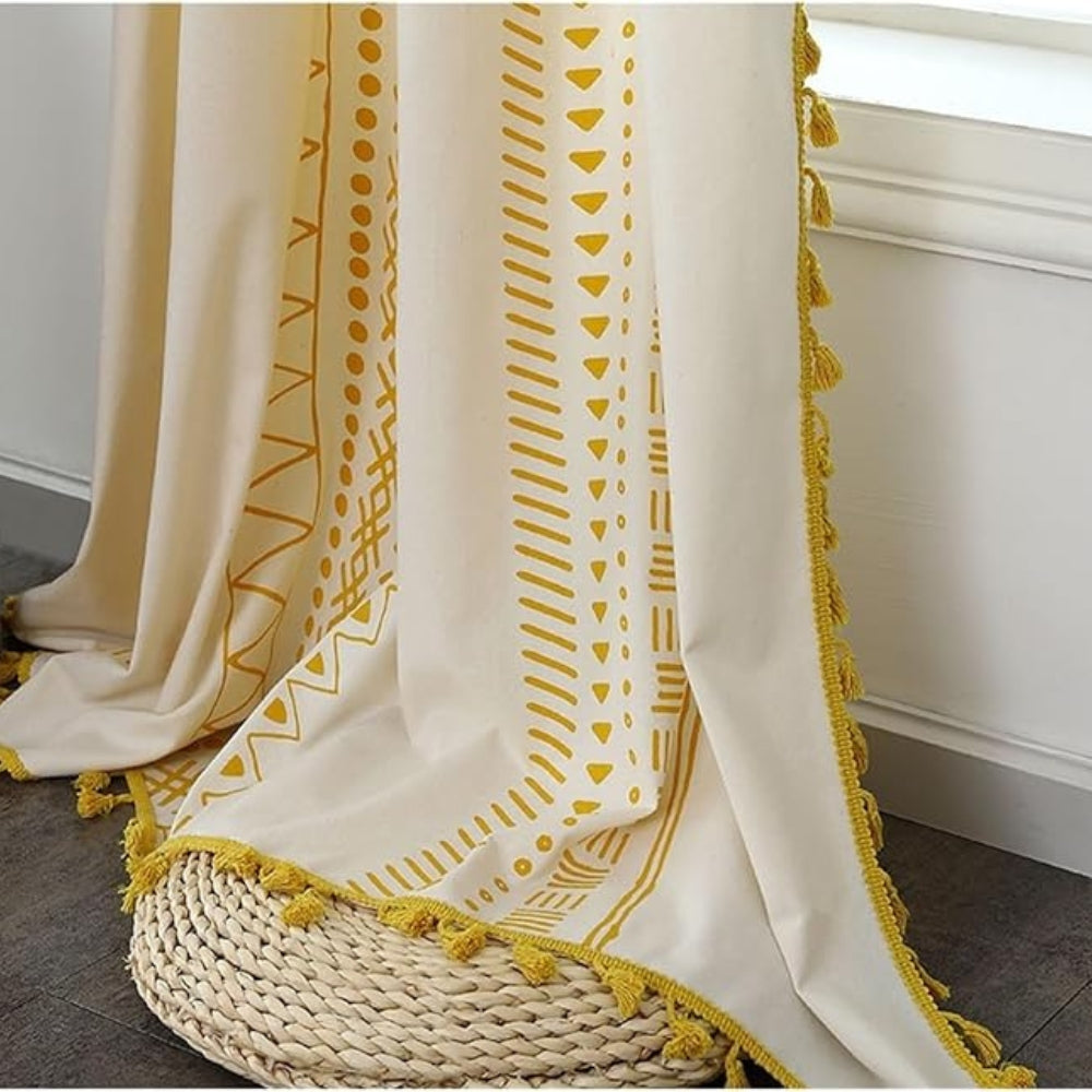 Blackout Curtains Microfiber Embroidered Tassel Light Blocking 2