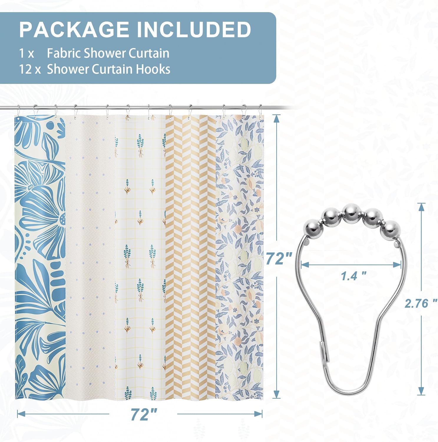 Blossom Serenity | Water-Repellent Shower Curtain with Unique Artwork | Easy-Care Fabric for a Fresh Bathroom Look 2