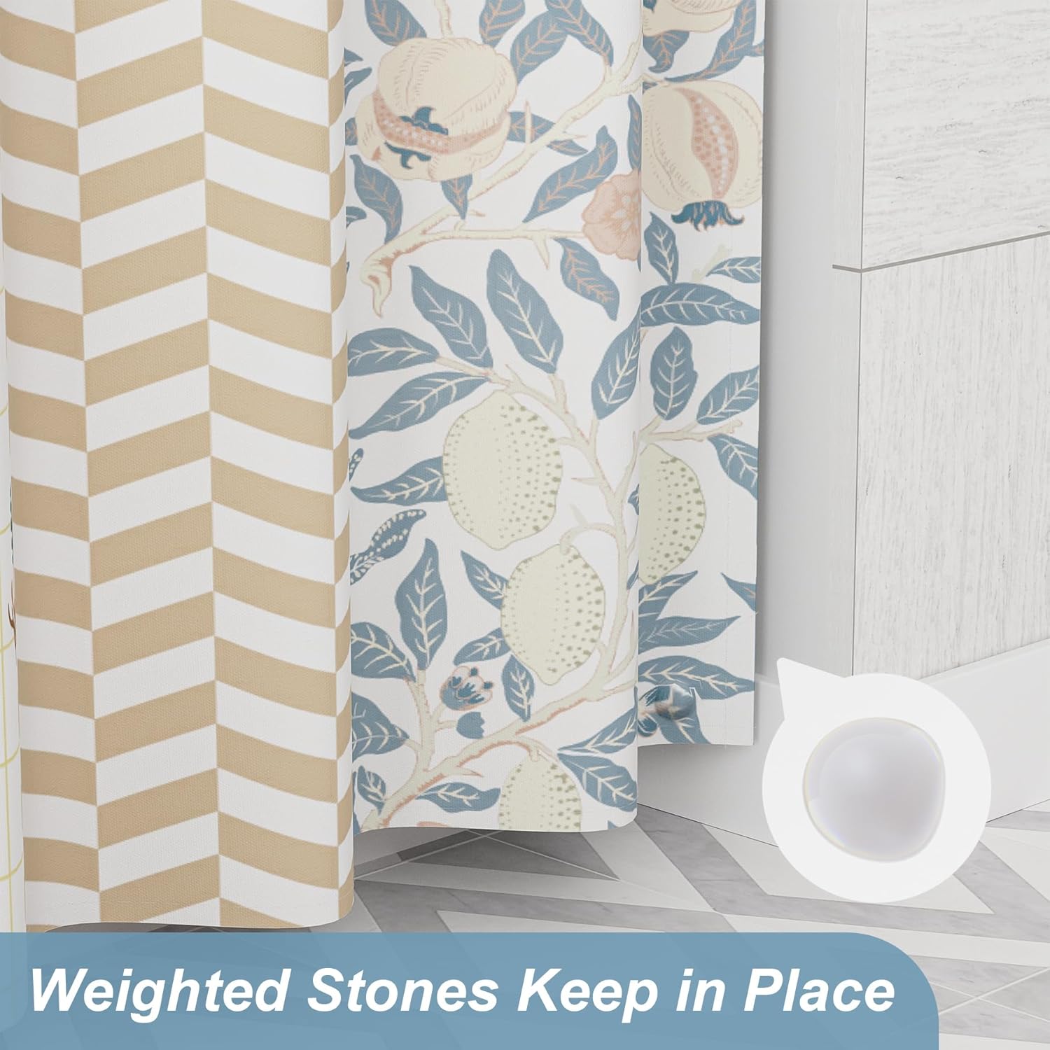 Blossom Serenity | Water-Repellent Shower Curtain with Unique Artwork | Easy-Care Fabric for a Fresh Bathroom Look 6