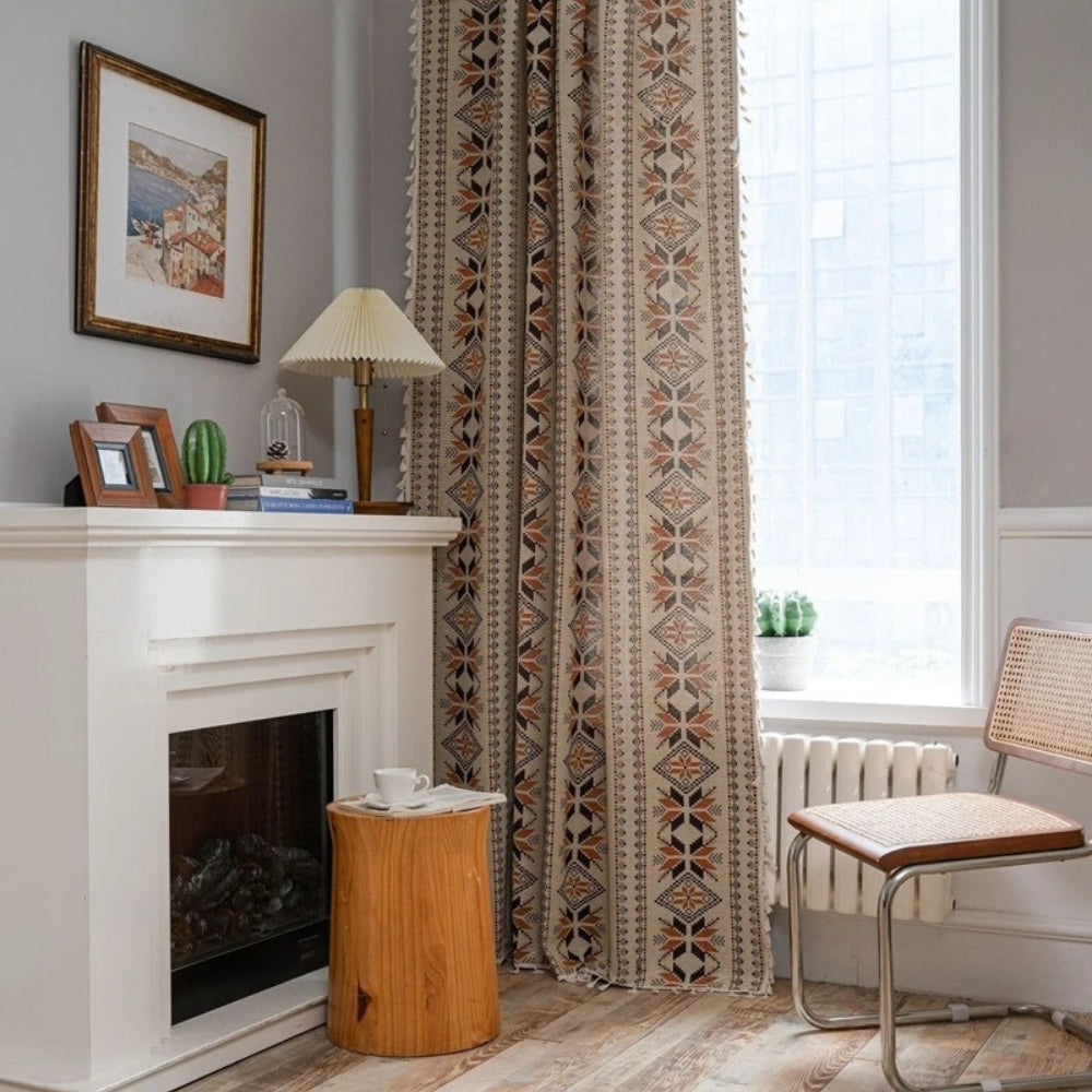 Bohemian Geometric Semi-Blackout Curtain Soft Microfiber Light Filtering 0