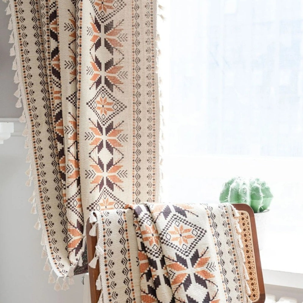 Bohemian Geometric Semi-Blackout Curtain Soft Microfiber Light Filtering 3