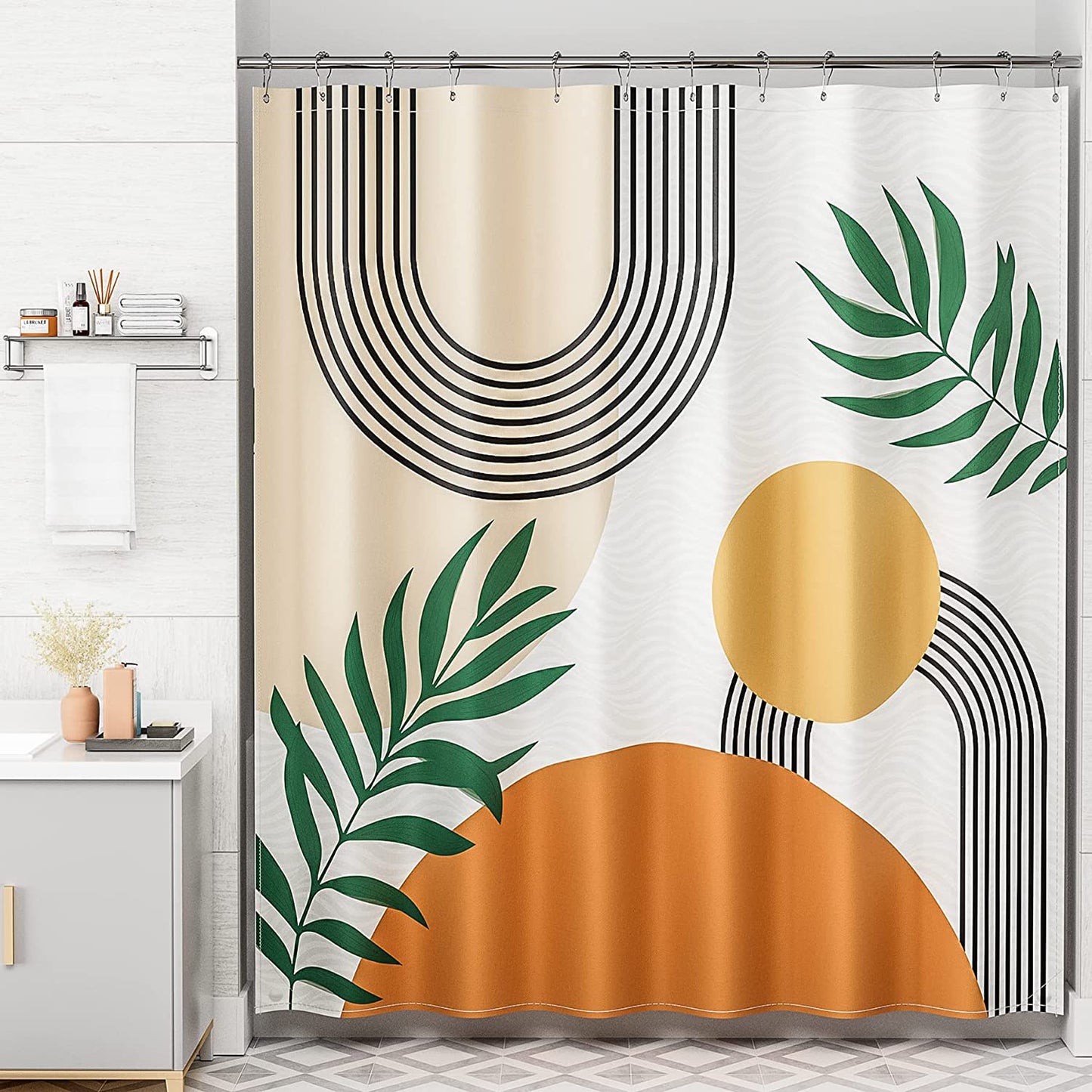 Boho Fall Shower Curtain Set | Water-Repellent Fabric with Unique Designer Patterns for Effortless Bathroom Style 0