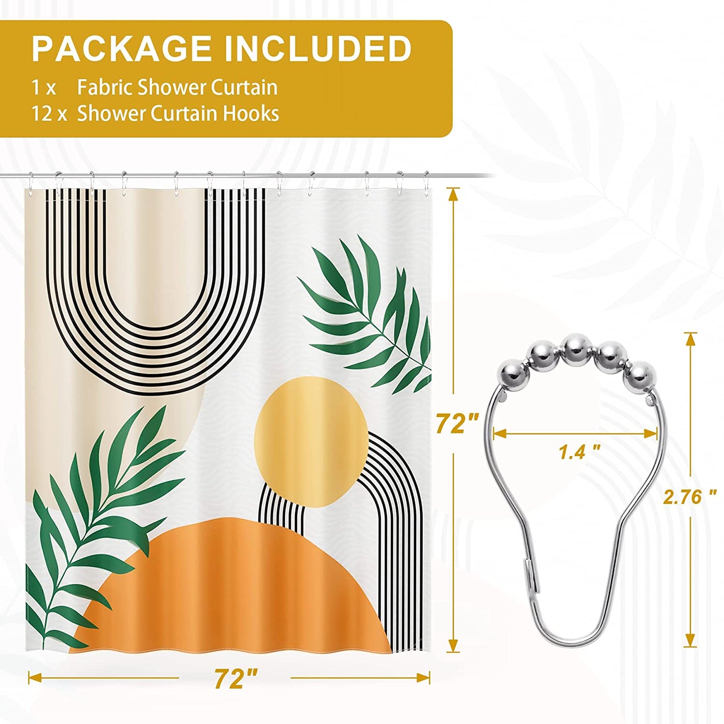 Boho Fall Shower Curtain Set | Water-Repellent Fabric with Unique Designer Patterns for Effortless Bathroom Style 2