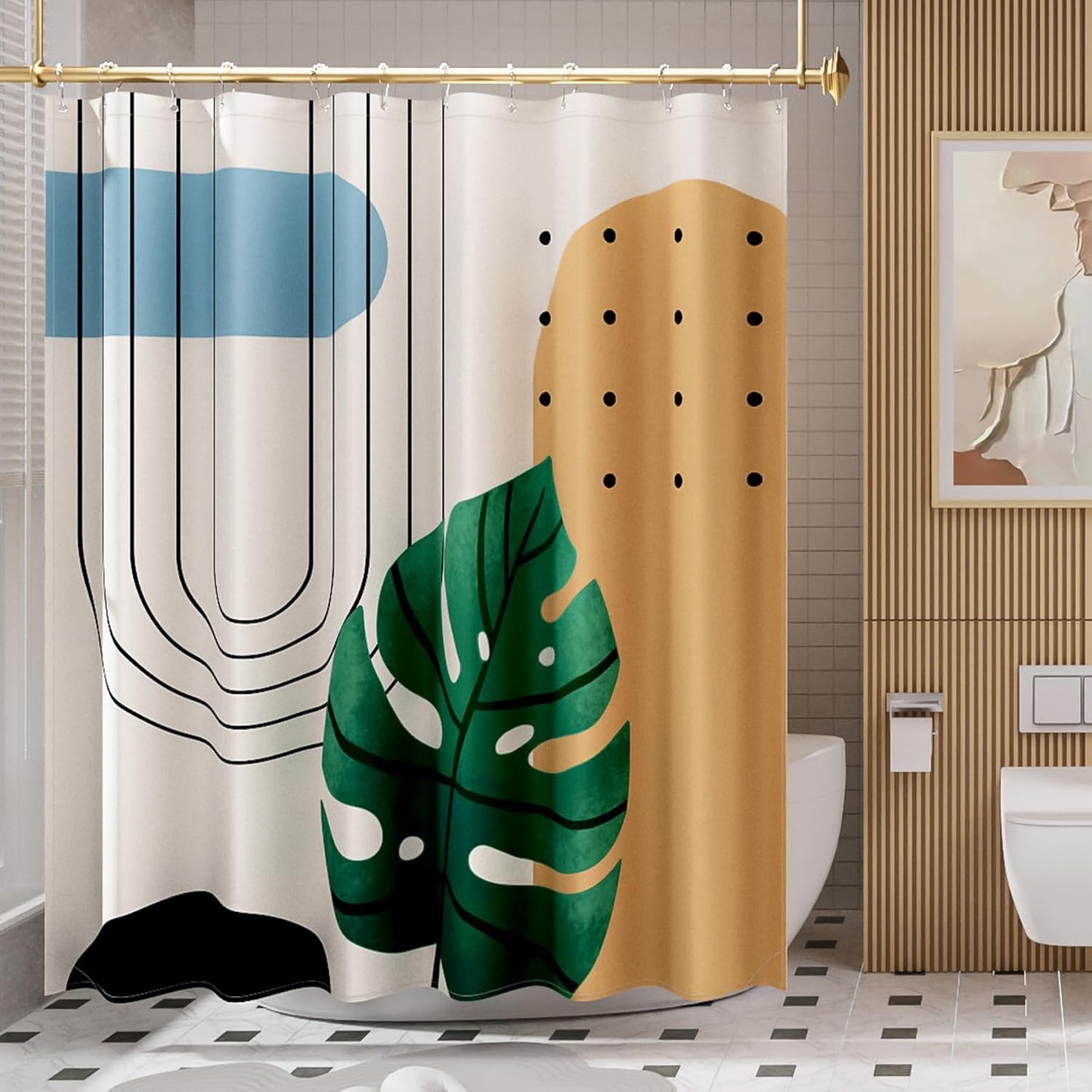 Boho Fall Shower Curtain Set | Water-Repellent Fabric with Unique Designer Patterns for Effortless Bathroom Style 8