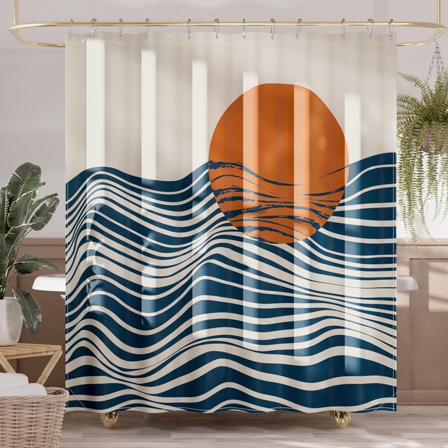 Boho Fall Shower Curtain Set | Water-Repellent Fabric with Unique Designer Patterns for Effortless Bathroom Style 9