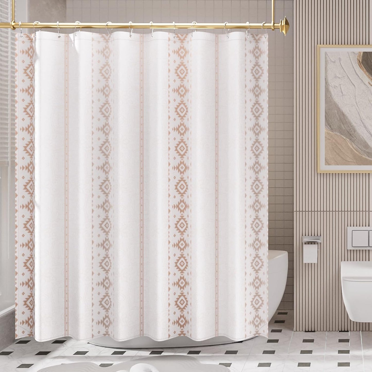 Boho Haven | Shower Curtain with Unique Designer Patterns & Weighted Hem | Water-Repellent Fabric for Easy Maintenance 0