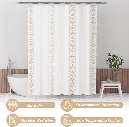 Boho Haven | Shower Curtain with Unique Designer Patterns & Weighted Hem | Water-Repellent Fabric for Easy Maintenance 3