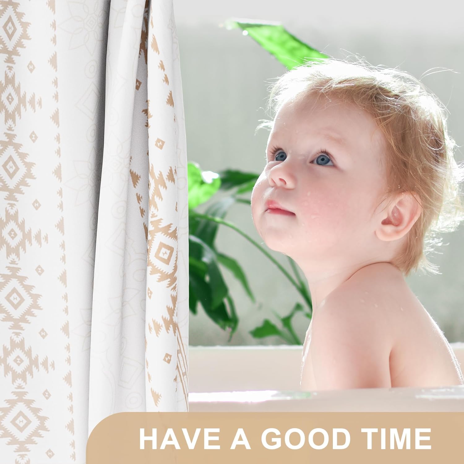 Boho Haven | Shower Curtain with Unique Designer Patterns & Weighted Hem | Water-Repellent Fabric for Easy Maintenance 4