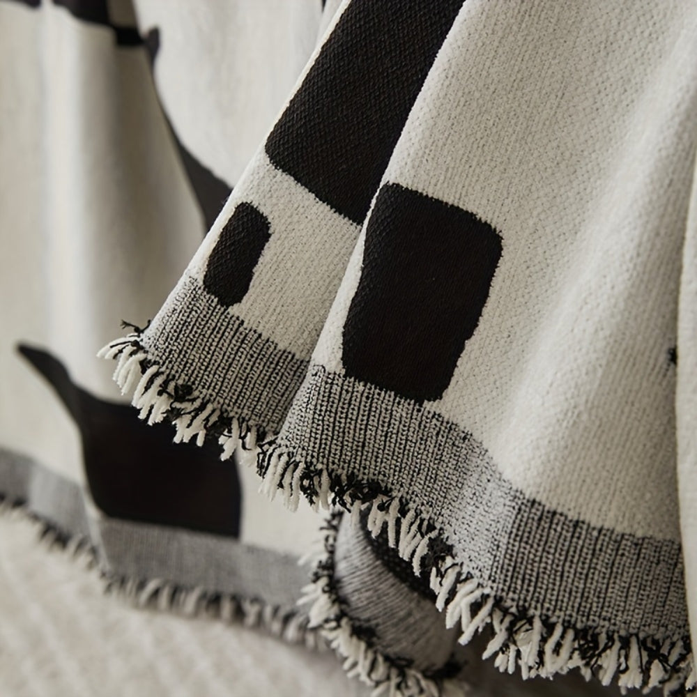 Boho Sofa Cover Wavy Stripe Soft Chenille Reversible Design 4