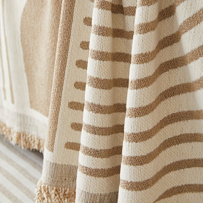 Boho Sofa Cover Wavy Stripe Soft Chenille Reversible Design 6