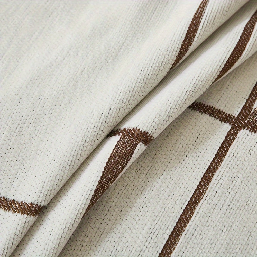 Boho Sofa Cover Wavy Stripe Soft Chenille Reversible Design 7