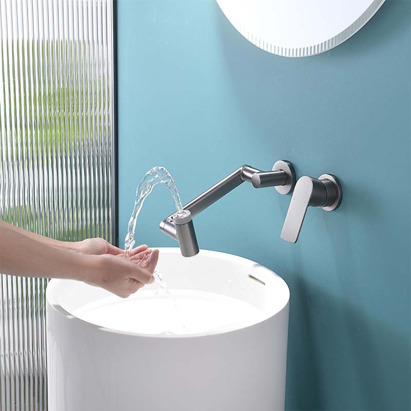 Brass Wall-Mounted Faucet | Flexible Arm Design for Kitchen & Bathroom Use 4