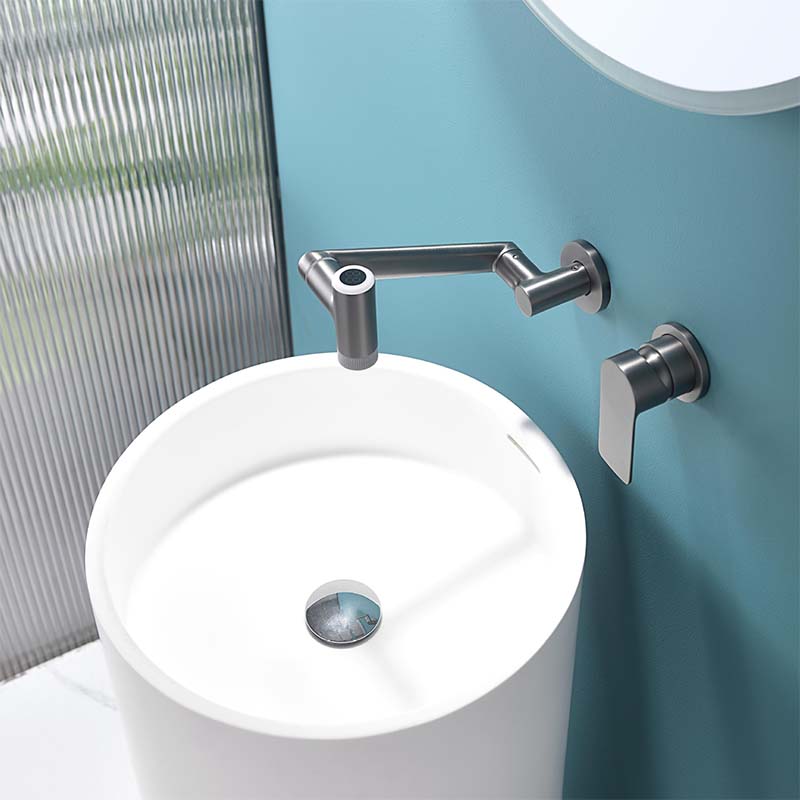 Brass Wall-Mounted Faucet | Flexible Arm Design for Kitchen & Bathroom Use 5