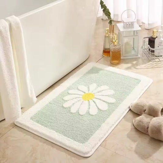 Charming Daisy Bloom | Soft Microfiber Bath Mat with Non-Slip Backing | Floral Design for Everyday Comfort 0