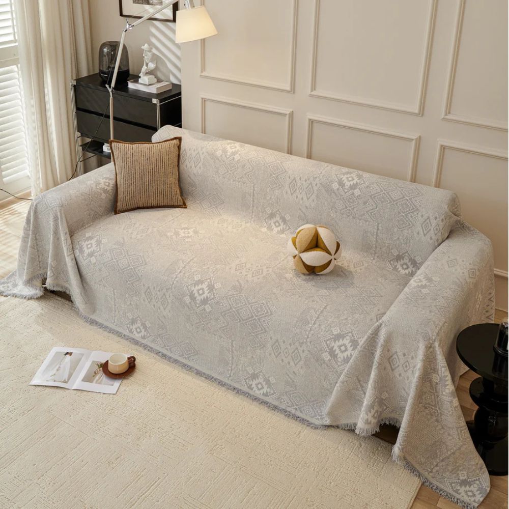 Chenille Sofa Cover Ethno Cultural Design Stylish Protection 0